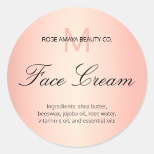 Modern Minimal Monogram Face Cream Skin Care Label