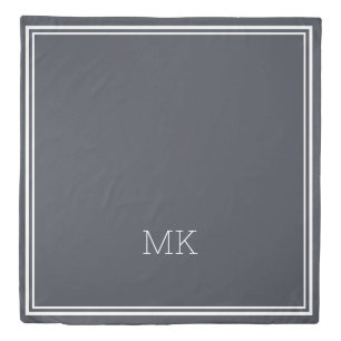 Modern Minimal Monogram Frame Dark Gray Duvet Cove Cover