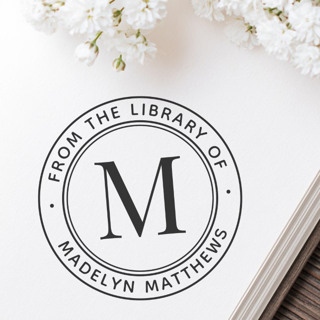 Modern minimal monogram from the library of book self-inking stamp (Modern minimal monogram from the library of book self-inking stamp)
