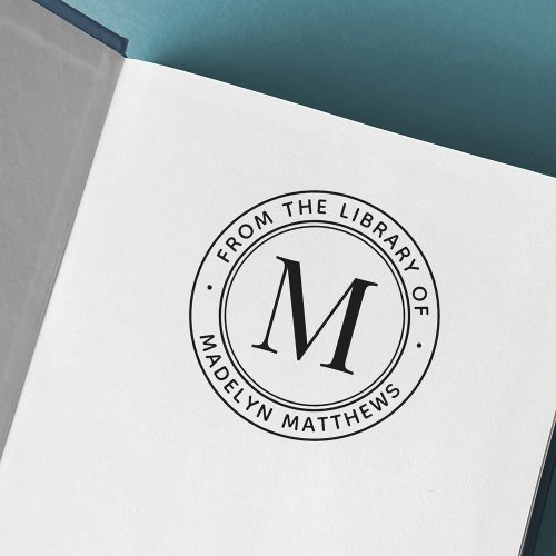Modern minimal monogram from the library of book self_inking stamp