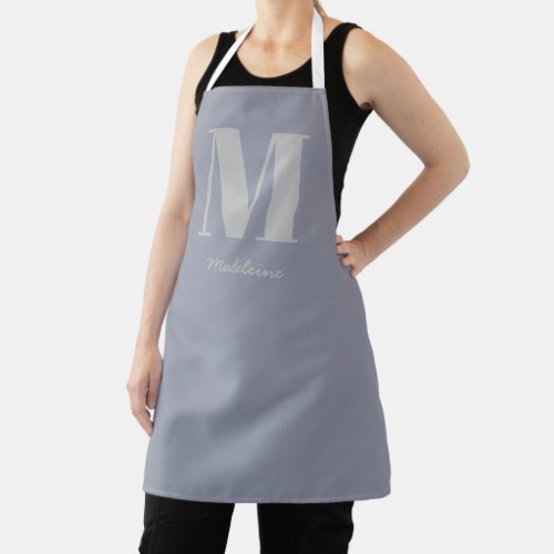 Modern Minimal Monogram Initial Gray Name Apron