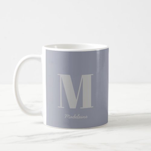 Modern Minimal Monogram Initial Gray Name Coffee Mug