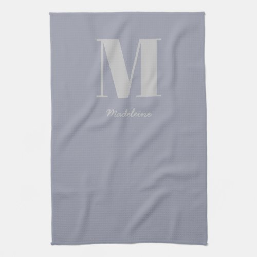 Modern Minimal Monogram Initial Gray Name Kitchen Towel