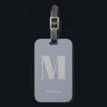 Modern Minimal Monogram Initial Purple Gray Name Luggage Tag<br><div class="desc">Modern Minimal Monogram Initial Purple Gray Name Luggage Tag</div>