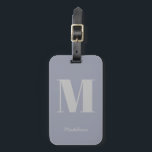 Modern Minimal Monogram Initial Purple Gray Name Luggage Tag<br><div class="desc">Modern Minimal Monogram Initial Purple Gray Name Luggage Tag</div>