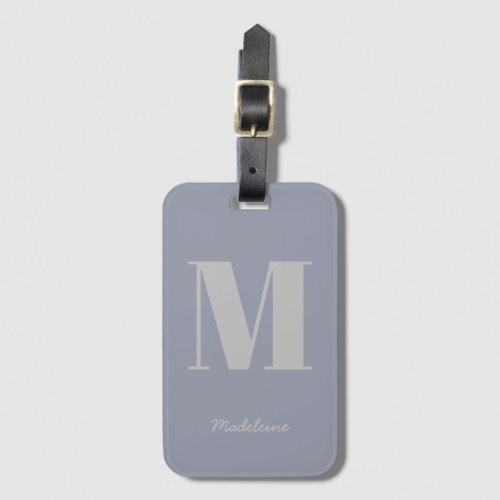 Modern Minimal Monogram Initial Purple Gray Name Luggage Tag