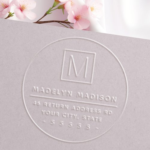 Modern minimal monogram initial return address embosser