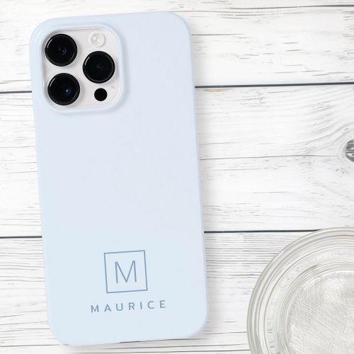 Modern minimal monogram light blue Case_Mate iPhone 14 pro max case