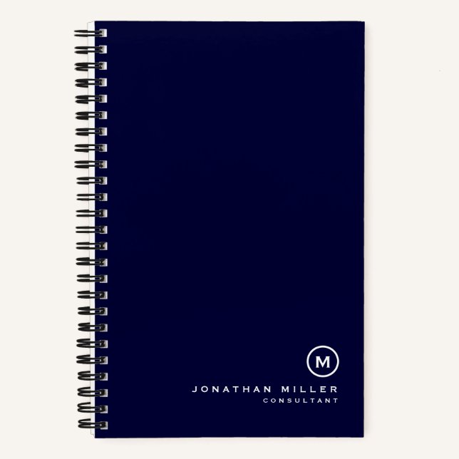 Modern Minimal Monogram Name Notebook (Front)