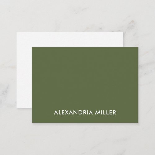 Modern Minimal Monogram Name Olive Note Card