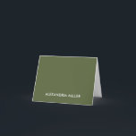 Modern Minimal Monogram Name Olive Note Card<br><div class="desc">This simple yet stylish olive and white typographic note card features your name in stylish letters on the front. Perfect for sending thank you notes, greetings, or just a quick message to friends and family. The inside is blank, leaving plenty of space for you to write your own personalized message....</div>