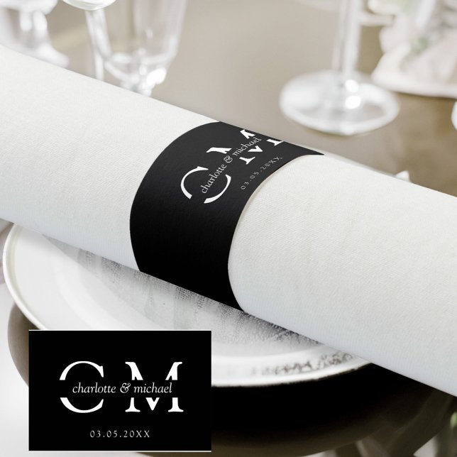 Modern minimal monogram napkin bands (Creator Uploaded)