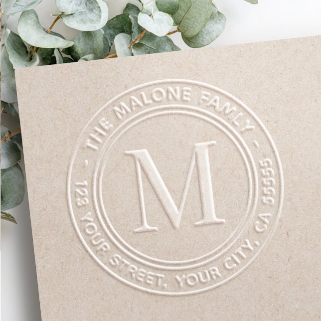 Modern minimal monogram return address embosser (Modern minimal monogram return address embosser)