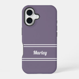 Modern Minimal Monogram Script Template Purple iPhone 16 Case