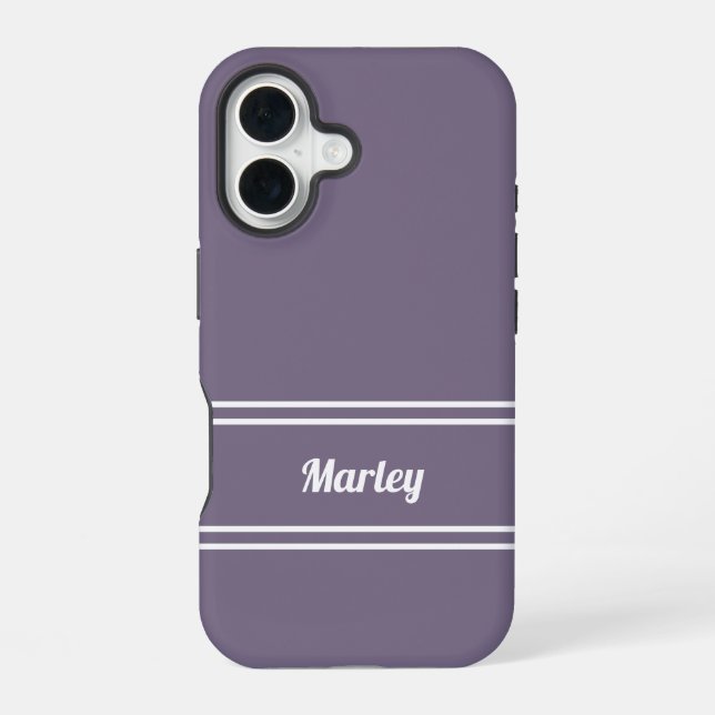 Modern Minimal Monogram Script Template Purple Iphone Case (Back)