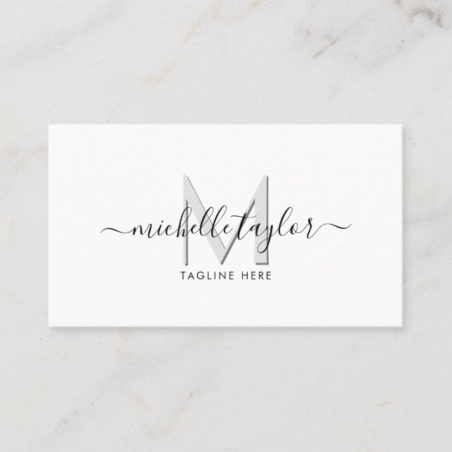 Modern Minimal Monogram Simple Business Card (Front)