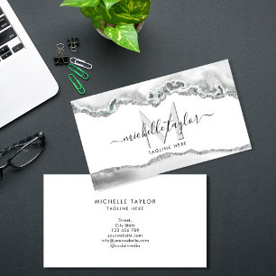 Modern Minimal Monogram Simple Marble Business Card