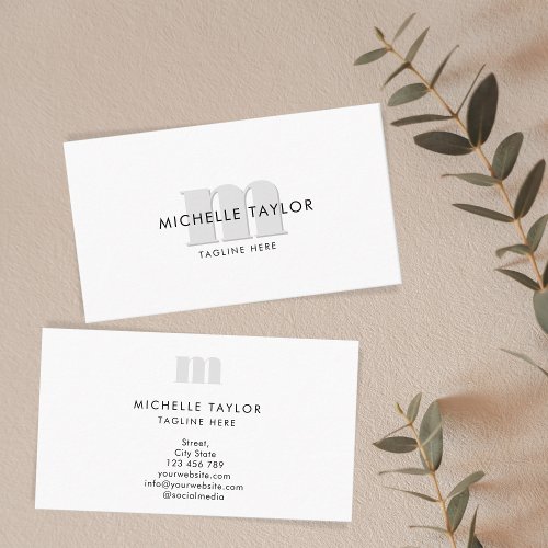 Modern Minimal Monogram Simple Marble Business Card