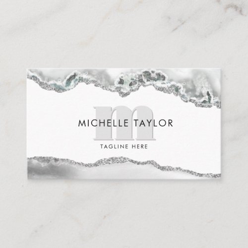 Modern Minimal Monogram Simple Marble Business Card