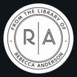 Modern Minimal Monogram The Library of Bookplate<br><div class="desc">Enhance your personal library with our elegant and minimal "From the Library of" or "This Book Belongs To" bookplate. Featuring your monogram initials in a modern open type separated by a sleek vertical line, this custom bookplate also includes your name and personalized text in a modern sans-serif font. Perfect for...</div>