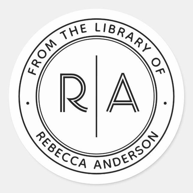 Modern Minimal Monogram The Library of Bookplate (Front)