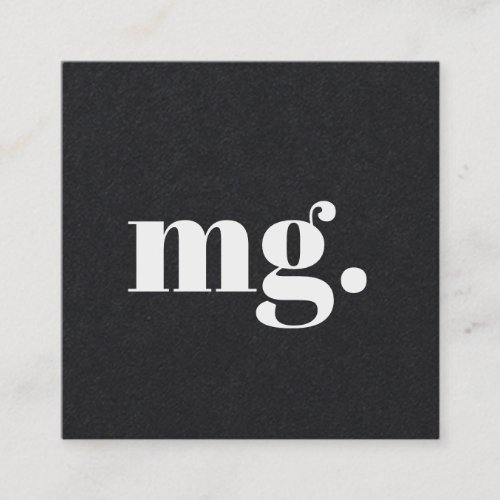 Modern Minimal Monogram Typography Black Square Business Card