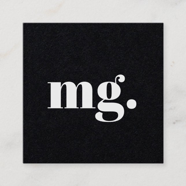 Modern Minimal Monogram Typography Black Square Business Card (Front)