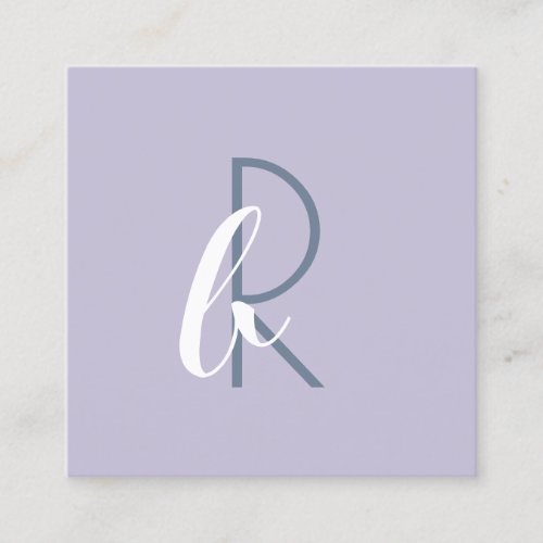 Modern minimal monogram violet square business card