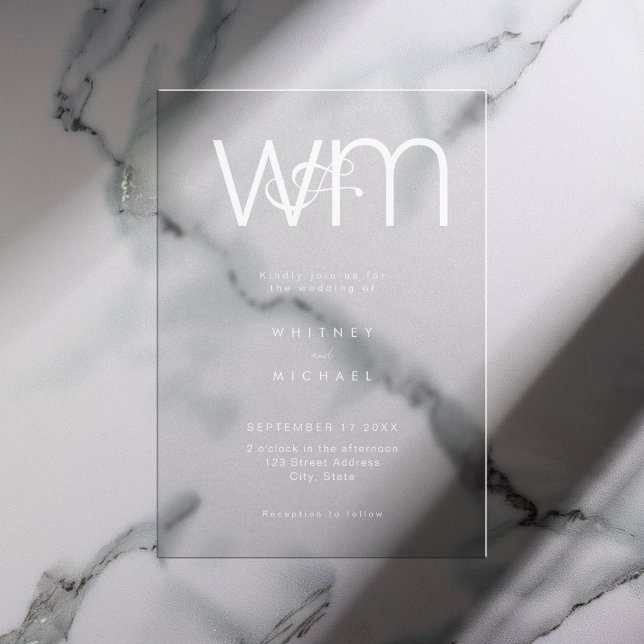 Modern Minimal Monogram Wedding Acrylic Invitations (Creator Uploaded)