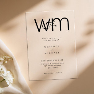 Modern Minimal Monogram Wedding Acrylic Invitations