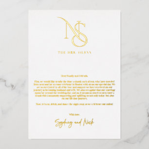 Modern Minimal Monogram Wedding Table Thank You Foil Invitation