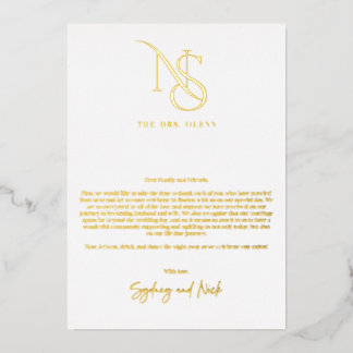 Modern Minimal | Monogram Wedding Table Thank You Foil Invitation