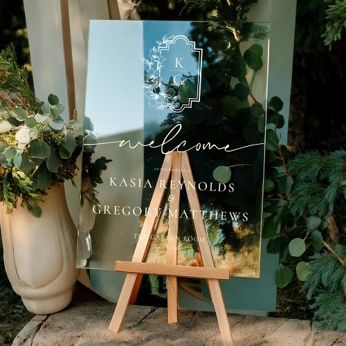 Modern Minimal  Monogram Wedding Welcome Acrylic Sign