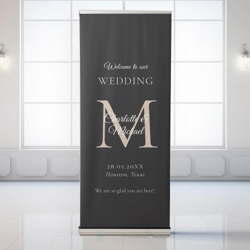 Modern Minimal Monogram Wedding Welcome  Retractable Banner