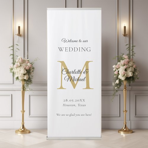 Modern Minimal Monogram Wedding Welcome  Retractable Banner