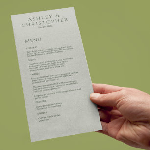 Modern Minimal Moss & Sage Wedding Reception Menu