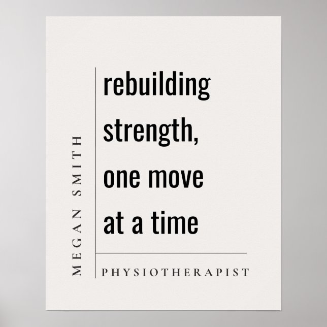 Modern Minimal Motivational Physiotherapist Gift Poster (Front)