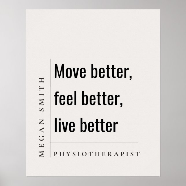 Modern Minimal Motivational Physiotherapist Gift Poster (Front)