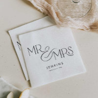 Modern Minimal Mr and Mrs. Wedding Napkins