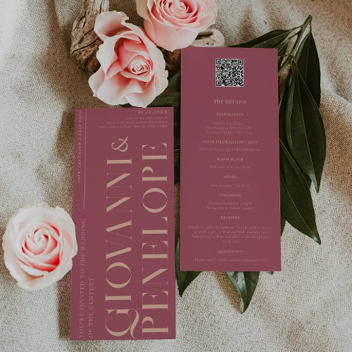 Modern Minimal  Mulberry Wedding Details   Invitation