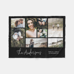 Modern minimal multi 8 photo best friends elegant fleece blanket