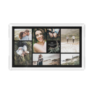 Modern minimal multi photo botanical elegant chic acrylic tray
