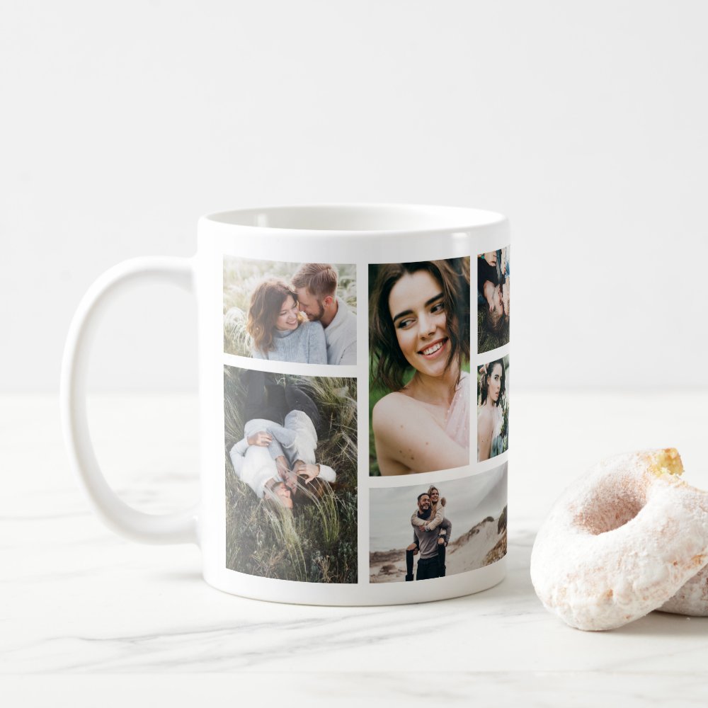 Modern Minimal Multi Photo Botanical Elegant Chic Custom Coffee Mug