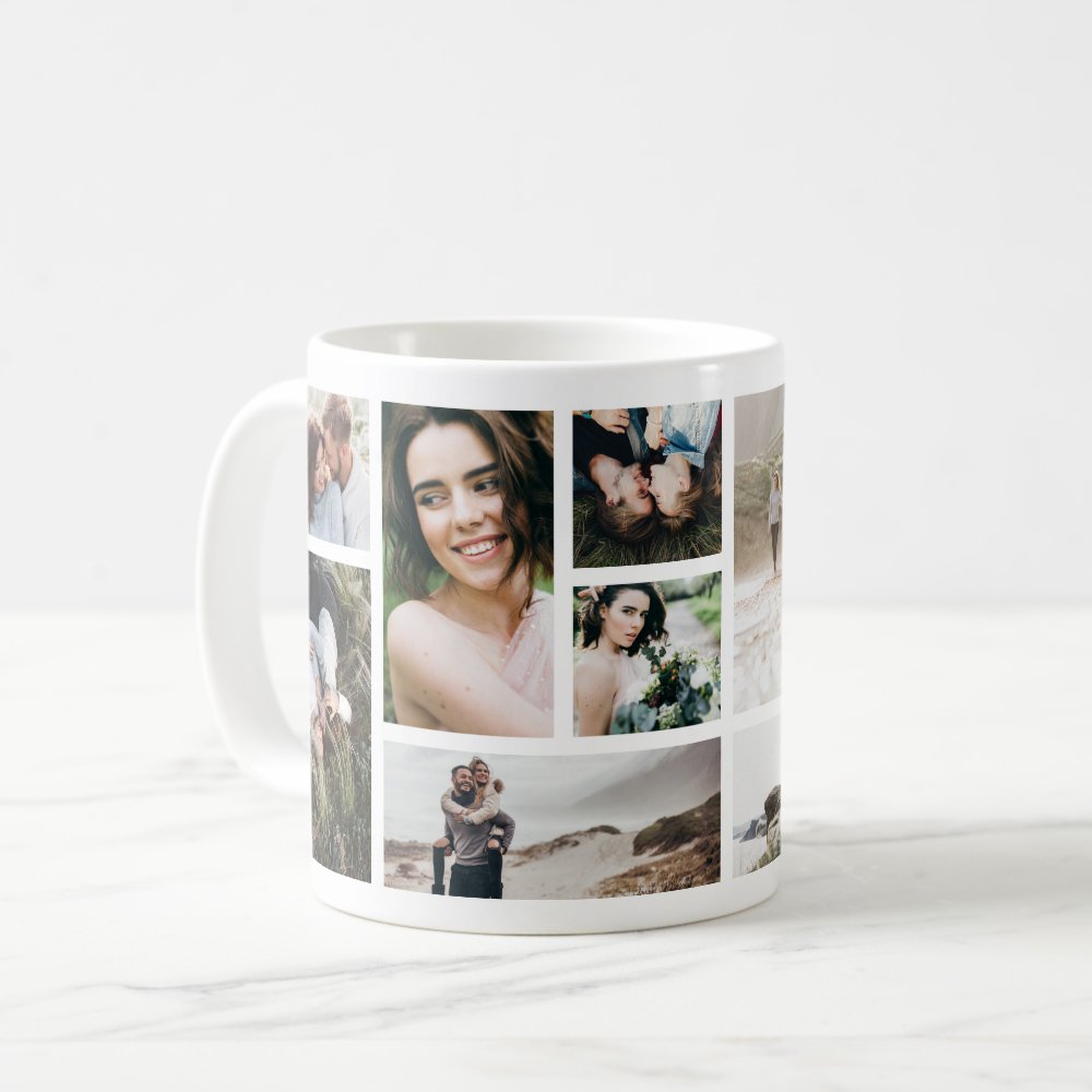 Modern Minimal Multi Photo Botanical Elegant Chic Custom Coffee Mug