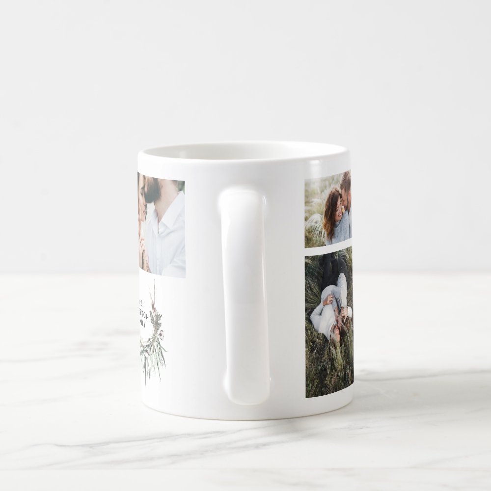 Modern Minimal Multi Photo Botanical Elegant Chic Custom Coffee Mug