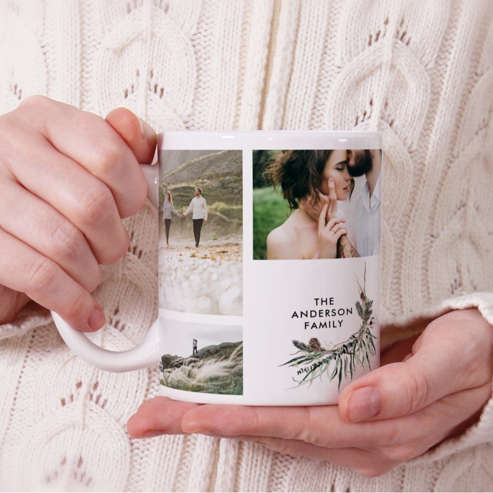 Discover Modern Minimal Multi Photo Botanical Elegant Chic Custom Coffee Mug