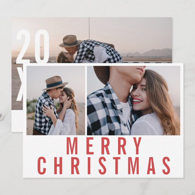 Modern minimal multi photo chic stylish christmas (Front/Back)