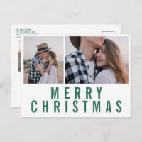 Modern minimal multi photo chic stylish christmas postcard