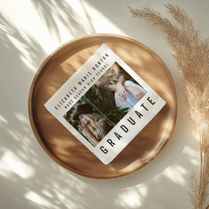 Modern Minimal Multi Photo Graduation Announcement Napkins