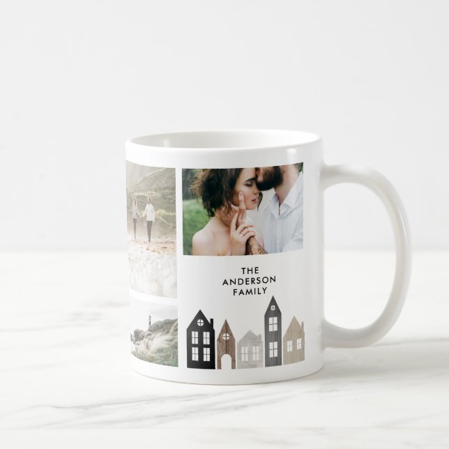 Modern minimal multi photo nordic japandi houses coffee mug (Right)